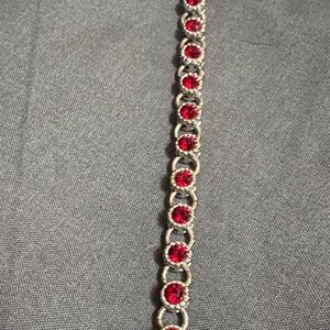 Vintage Avon Red Rhinestone Tennis Bracelet Retro Glam Timeless Formal